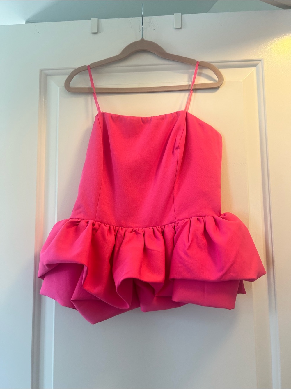 DO+BE Hot Pink Spaghetti Strap Peplum Top